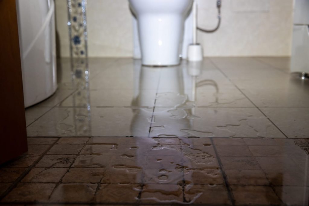how to stop a toilet from overflowing? A leaky bathroom floor